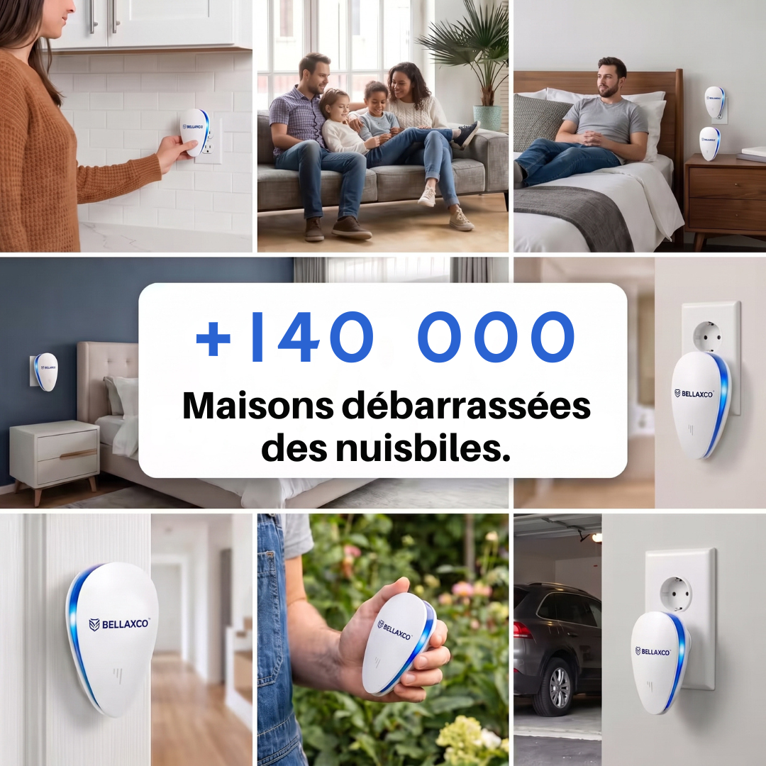 Bellaxco Pro™ Répulsif Ultrasonique : Chassez plus de 14 nuisibles définitivement